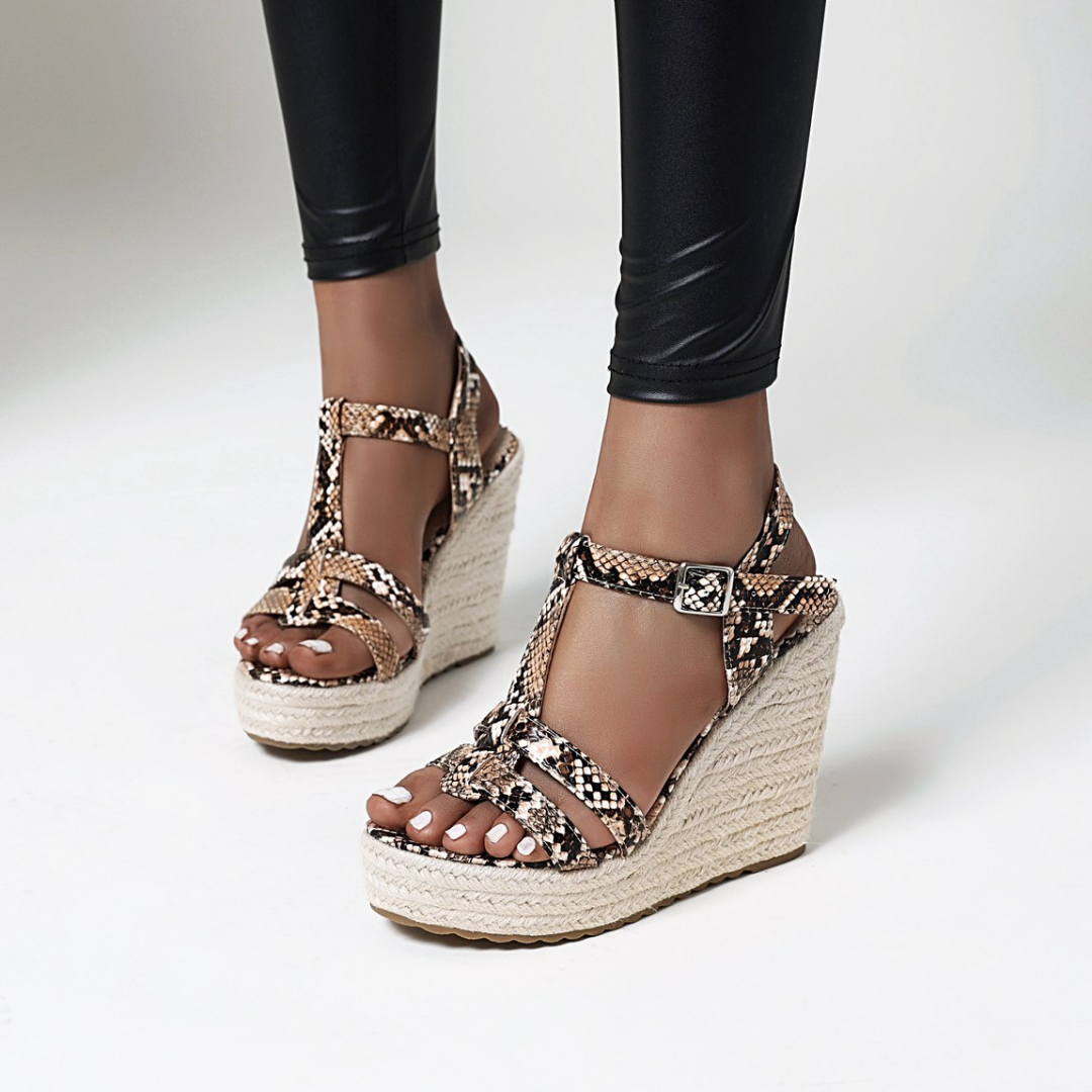 wedge snake print sandal