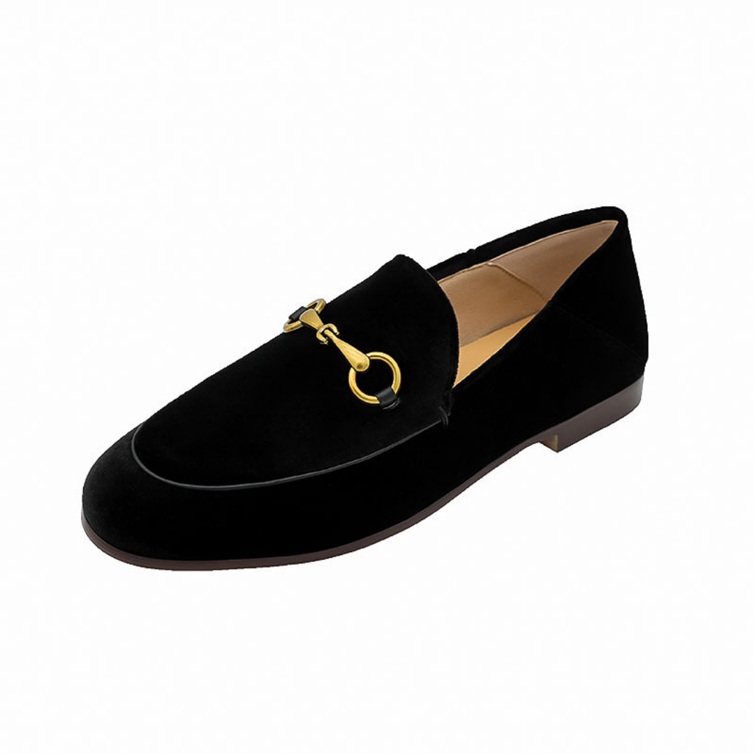 Women's Leather&Velvet Penny Loafers