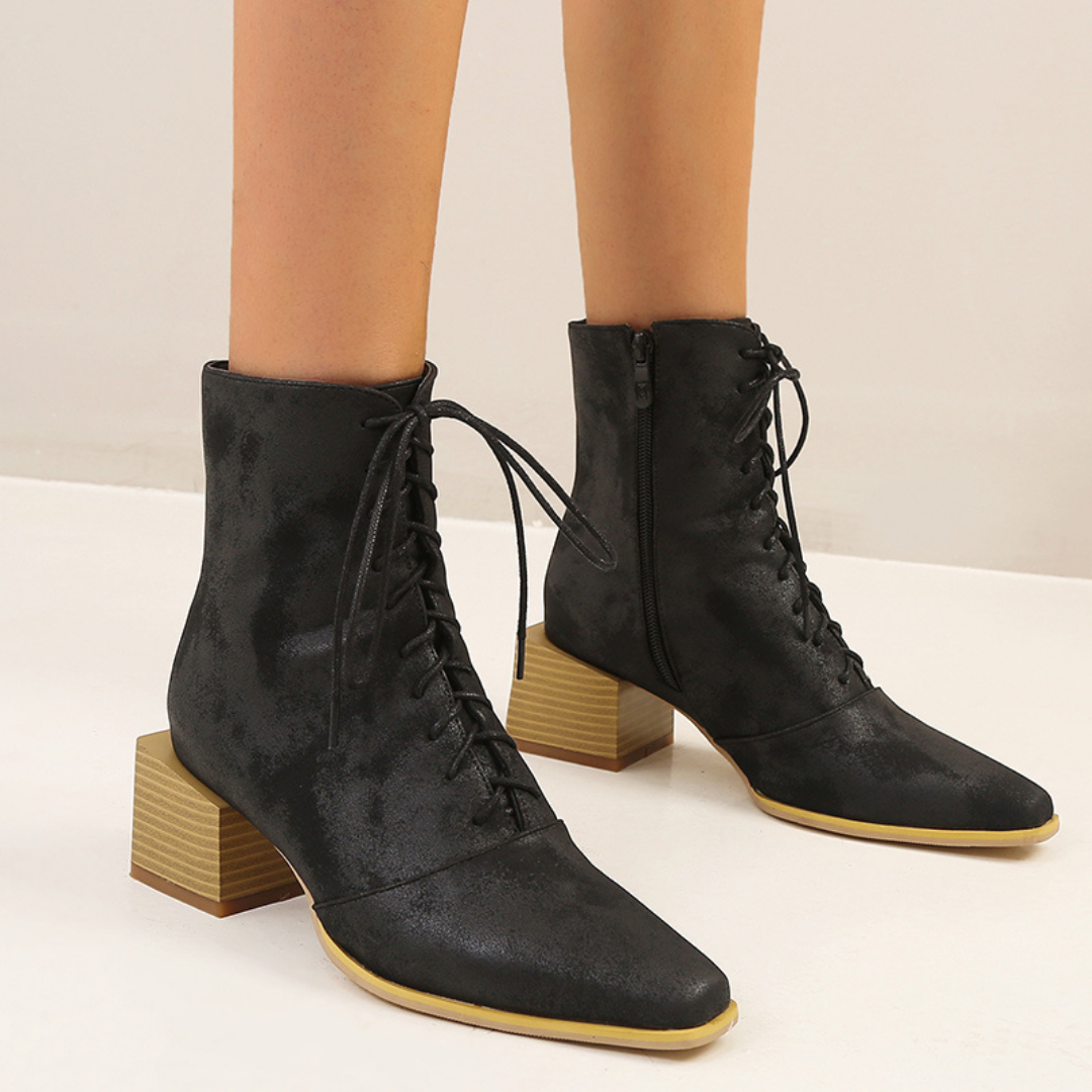 pointed lace up boots