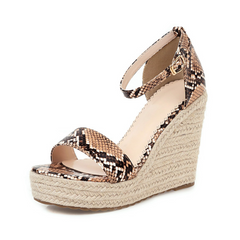 snake print wedge sandals