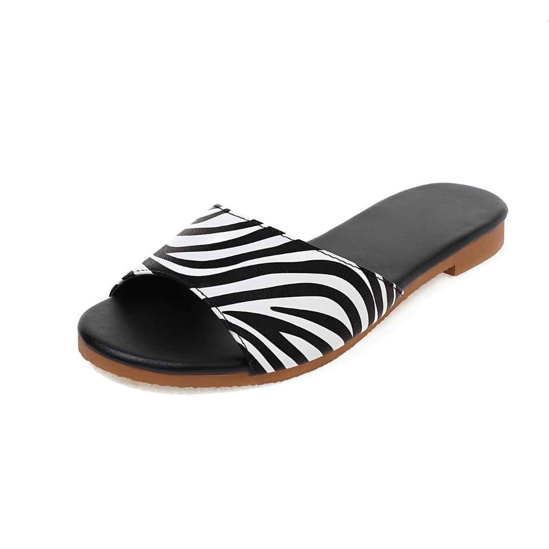 flat striped slippers