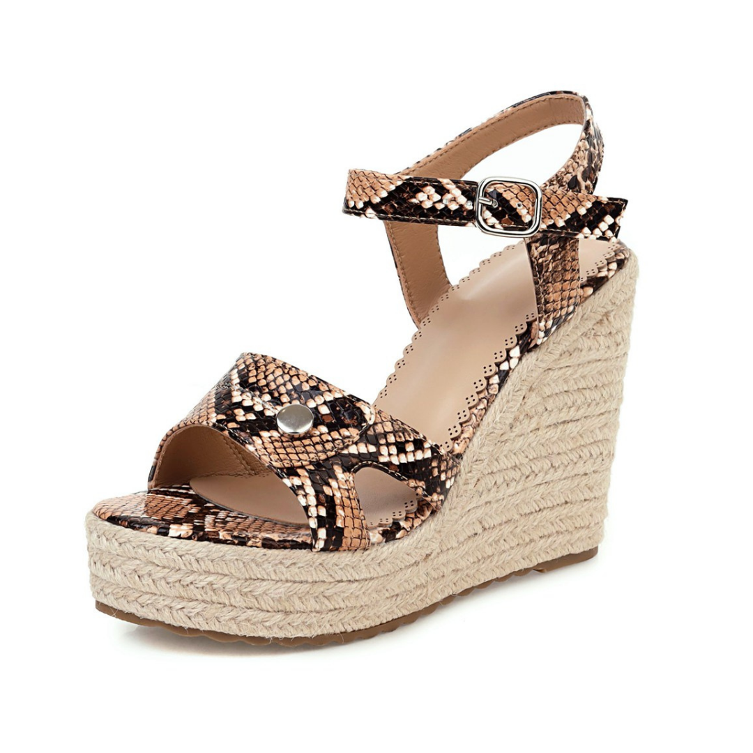 snake print wedge sandal