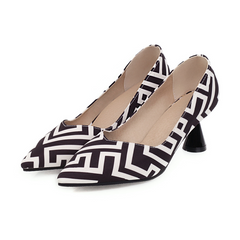 printed point toe pumps