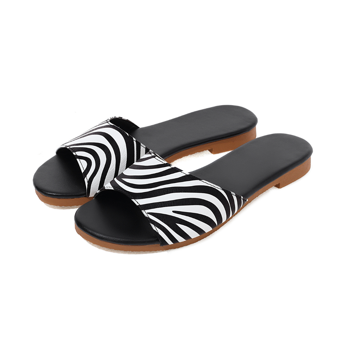 flat striped slippers