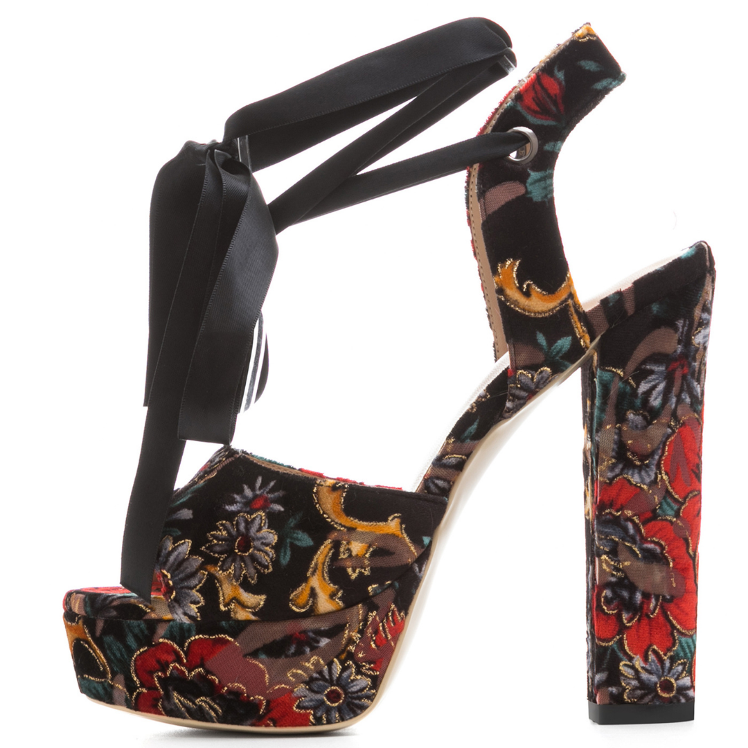 Printed strappy high heel sandals