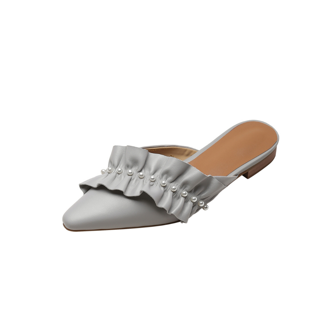 pearl kitten heel mules