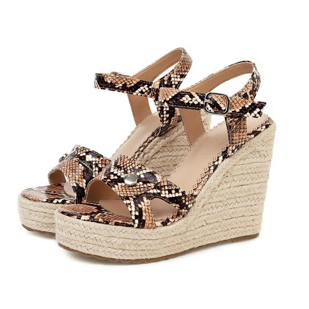 snake print wedge sandal