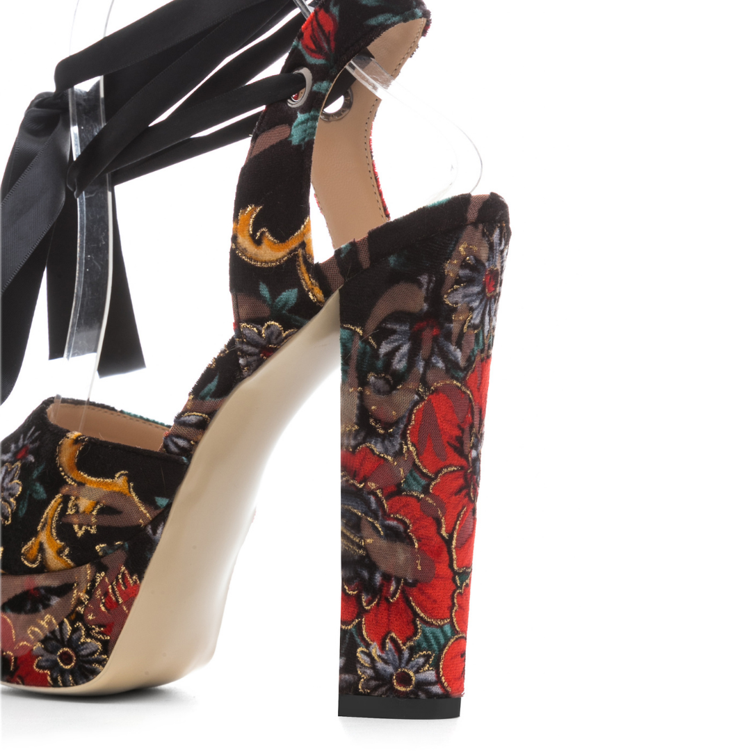 Printed strappy high heel sandals