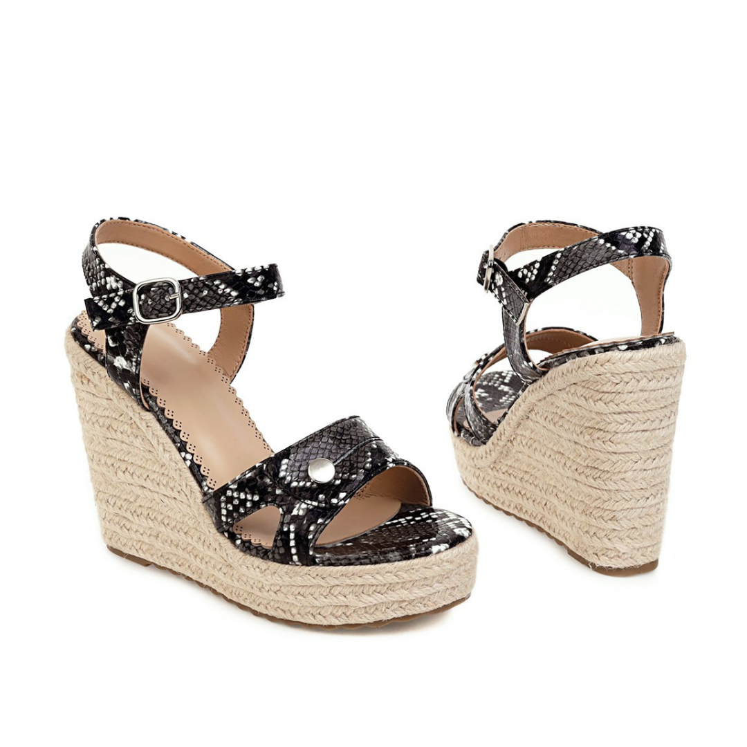 snake print wedge sandal