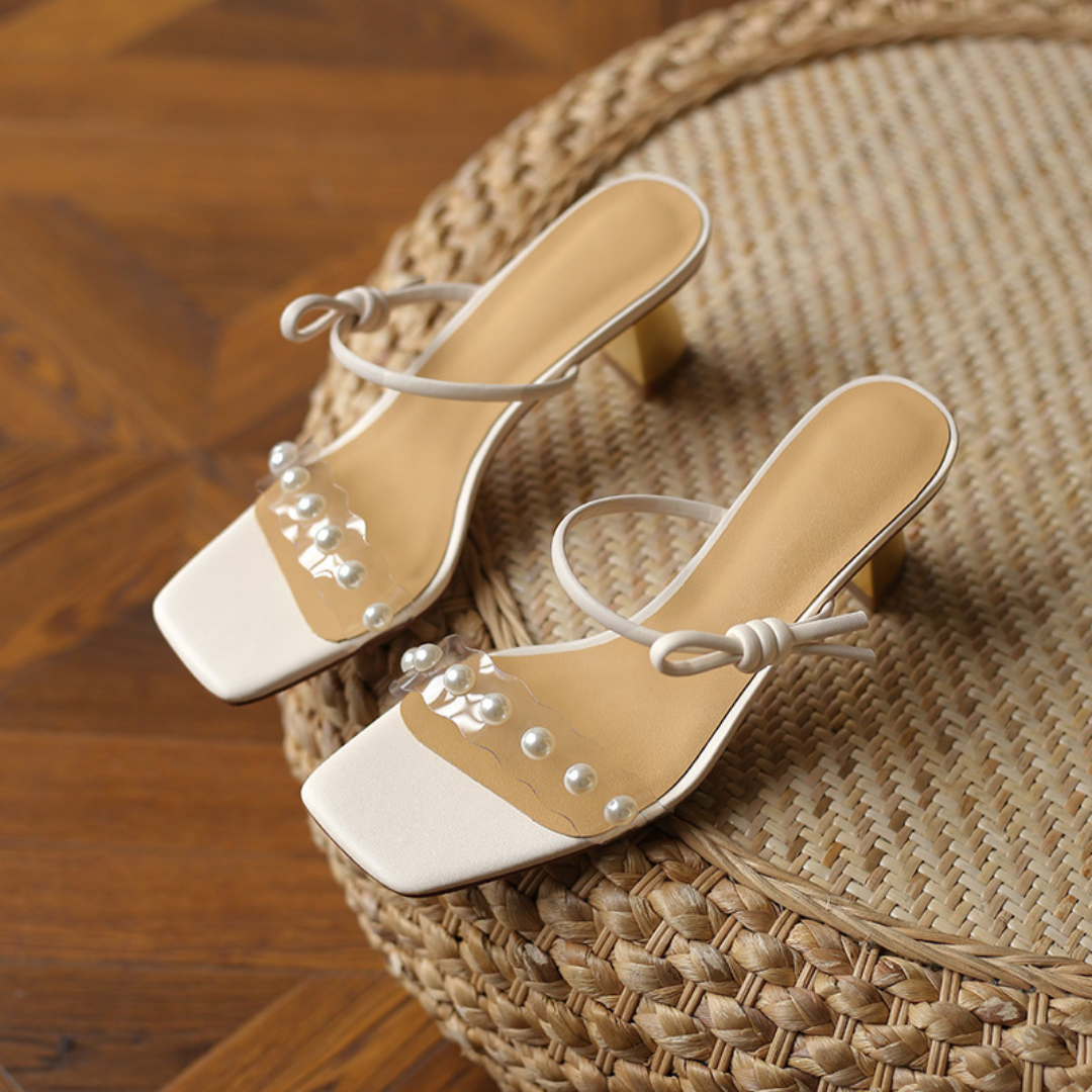 pearl kitten heel sandals