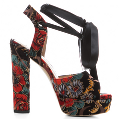 Printed strappy high heel sandals