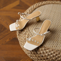 pearl kitten heel sandals