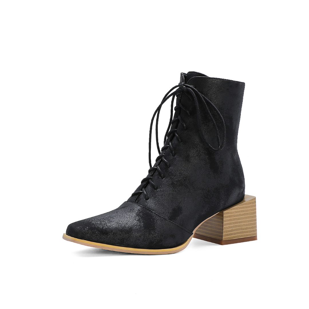 pointed lace up boots