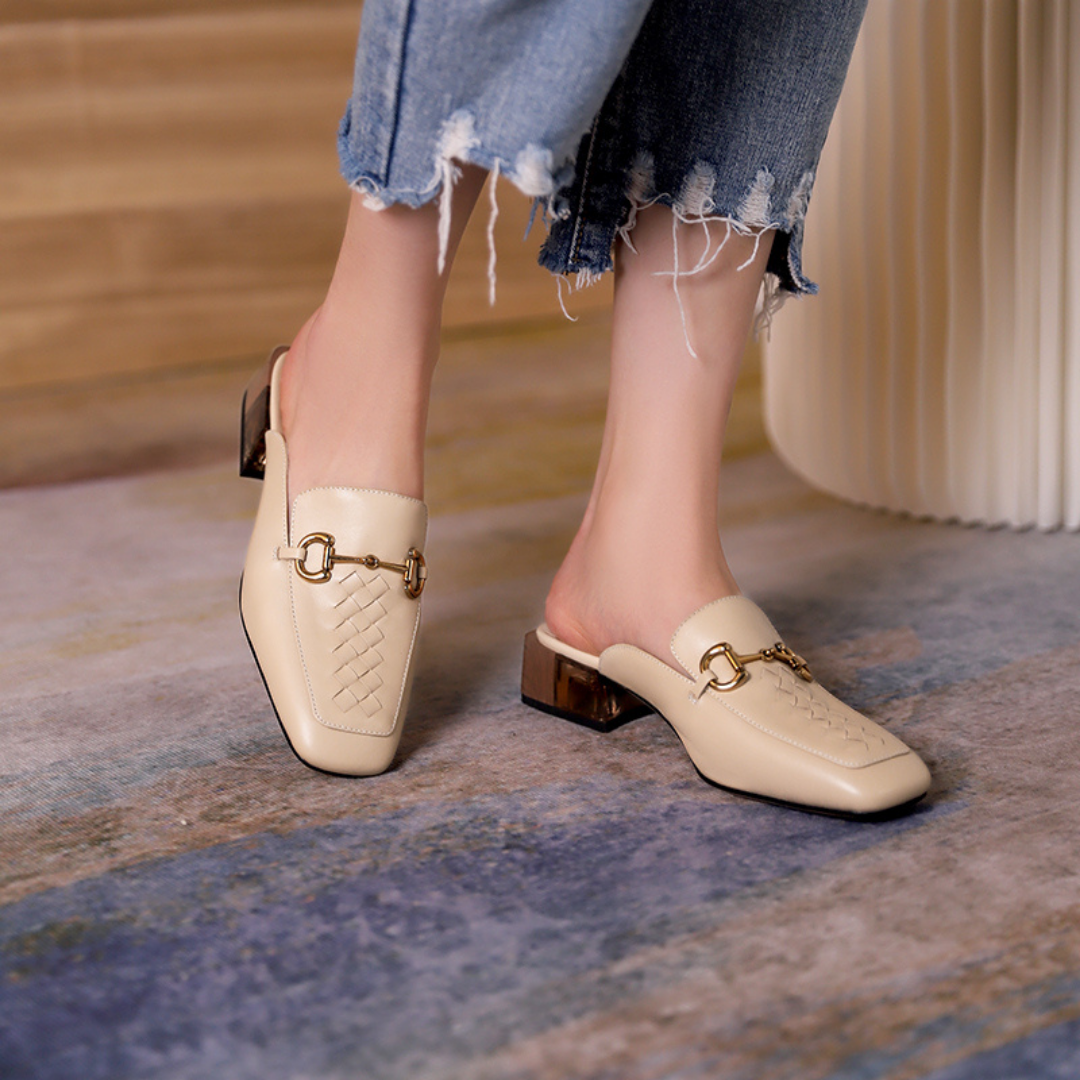 women leather mules