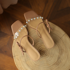 pearl kitten heel sandals