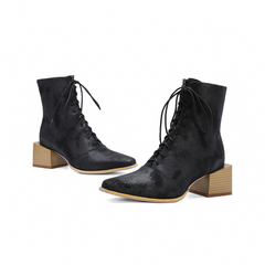 pointed lace up boots