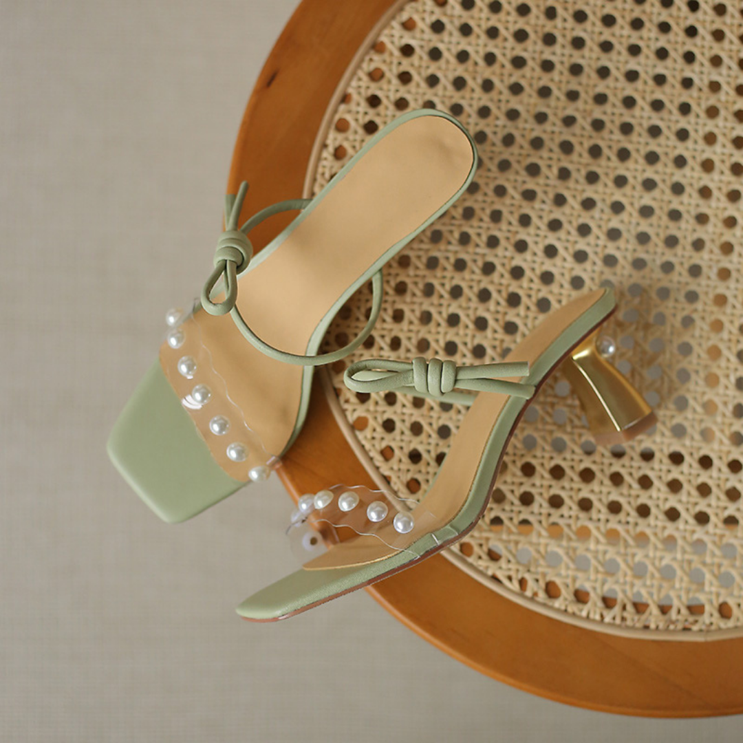 pearl kitten heel sandals