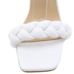 Women's Lace up Heel Sandals white